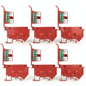 UK5-HESI UK5RDLED DC 24V with LED Indication DIN Rail Fuse Holder Terminal Block Screw clamp Universal mounting feet (Pack of 6pcs,Red)-0