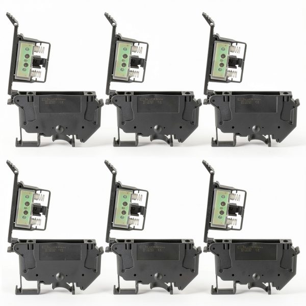 UK5-HESI UK5RDLED DC 24V with LED Indication DIN Rail Fuse Holder Terminal Block Screw clamp Universal mounting feet (Pack of 6pcs,Black)-0