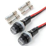MECCANIXITY 2 Pcs Panel Mount Fuse Holder, 10/15A AC 125/250V 5 x 20mm Fuse Spade Terminal Screw Cap Fuse Holders with Pre-Soldered Wires and 15A Glass Tube Fuses-0