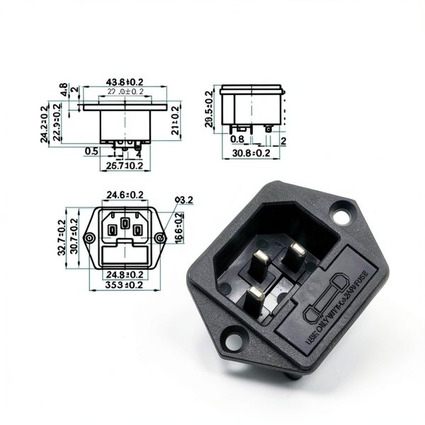 IEC320 Inlet Plug - ZYAMY 4PC C14 Socket AC 250V 10A-1