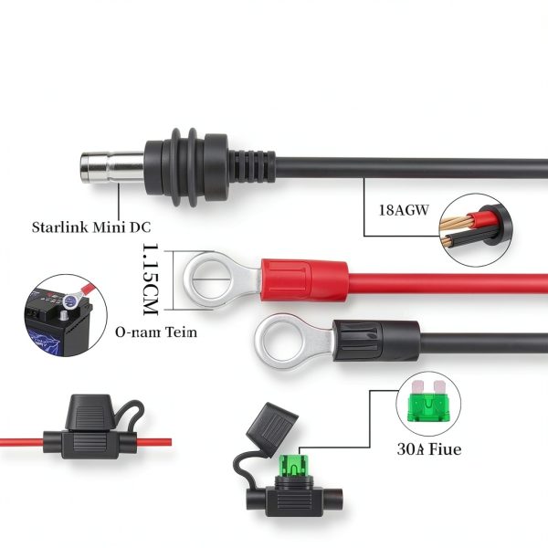 Starlink Mini O Ring DC 18AWG 10FT ATC Fuse Holder Ponlrie-2