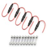 uxcell 5 Pcs 5x20mm Inline Screw Fuse Holder with 10A Glass Fuses-0