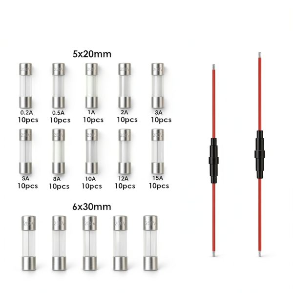 5x20mm 6x30mm Fuse Holder by Eoppen – 10 Pack with 150 Glass Fuses-1
