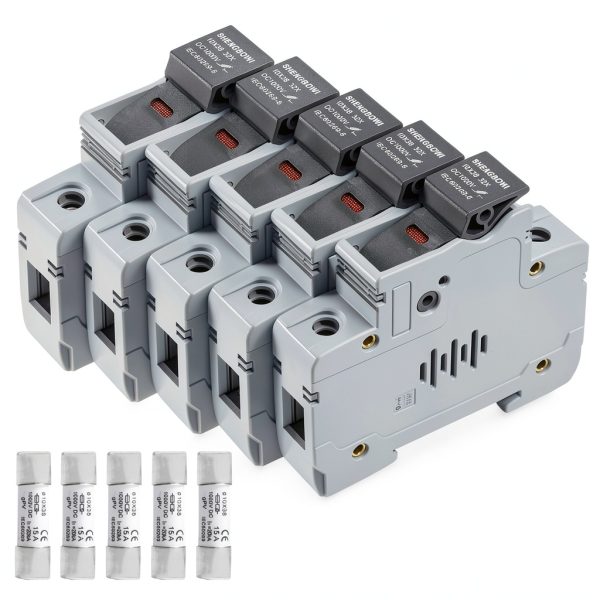 Solar Photovoltaic Fuse Holder shengbowi 15A DIN Rail 5‑Piece Base-0