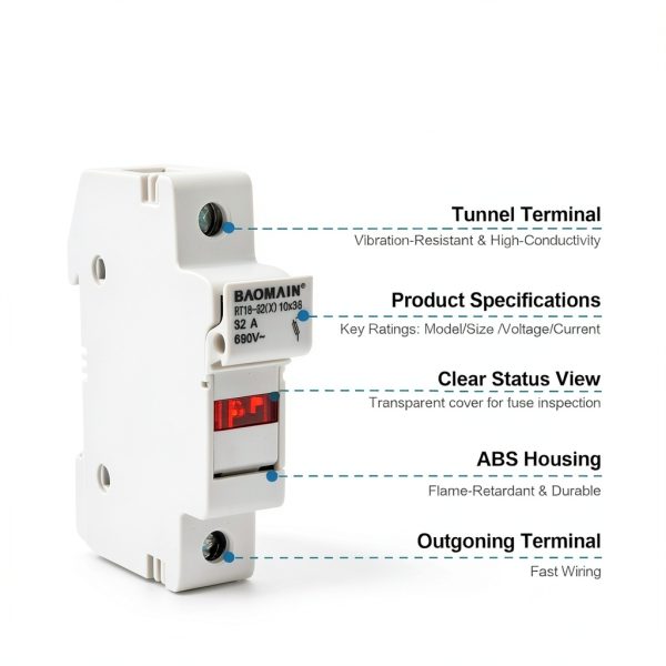 Baomain 5-Pack Fuse Holder RT18-32 32A 690VAC DIN Rail with LED-2