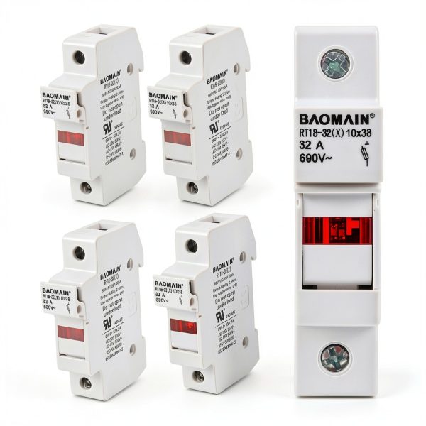 Baomain 5-Pack Fuse Holder RT18-32 32A 690VAC DIN Rail with LED-0