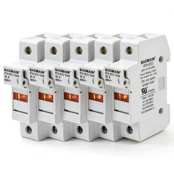 Baomain 5-Pack Fuse Holder RT18-32 32A 690VAC DIN Rail with LED-8