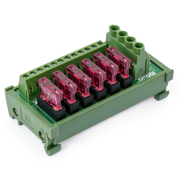 DC Power Fuse Distribution Strip Module (6 Position, DIN Rail Mount)-1