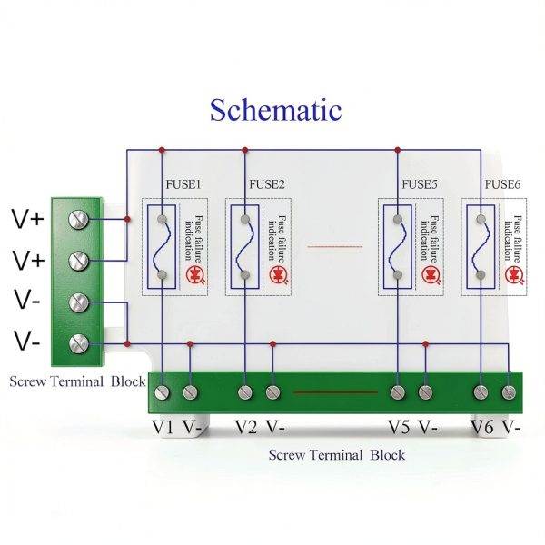 DC Power Fuse Distribution Strip Module (6 Position, DIN Rail Mount)-3