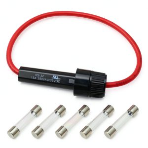 6IN1 Wired Mounting Fuse Holder LUORNG PF Bakelite 5×1A Glass Fuses-0